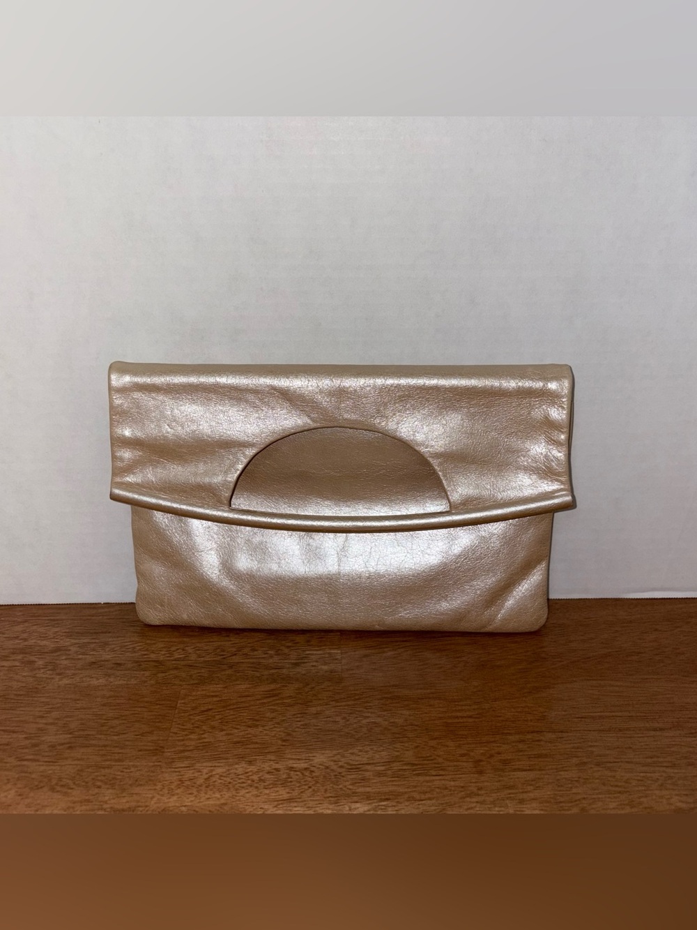 HOBO International Leather Framed Fold over Clutch Bag